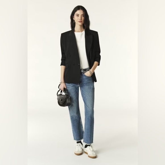 ba&sh Grace Tuxedo Jacket Black Double Breasted Viscose Lady Blazer NWT Size 2/M - Picture 3 of 12